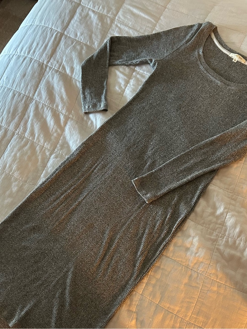 Anthropologie Long-Sleeve Gray Knit Midi Dress - Sleek Everyday Staple